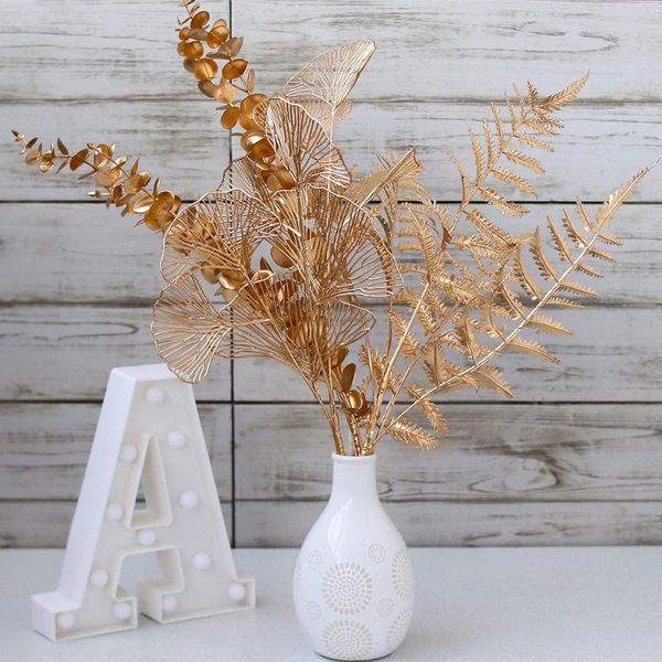 

decorative flowers & wreaths golden artificial plants christmas decor home living room desk decoration party wedding holiday flow