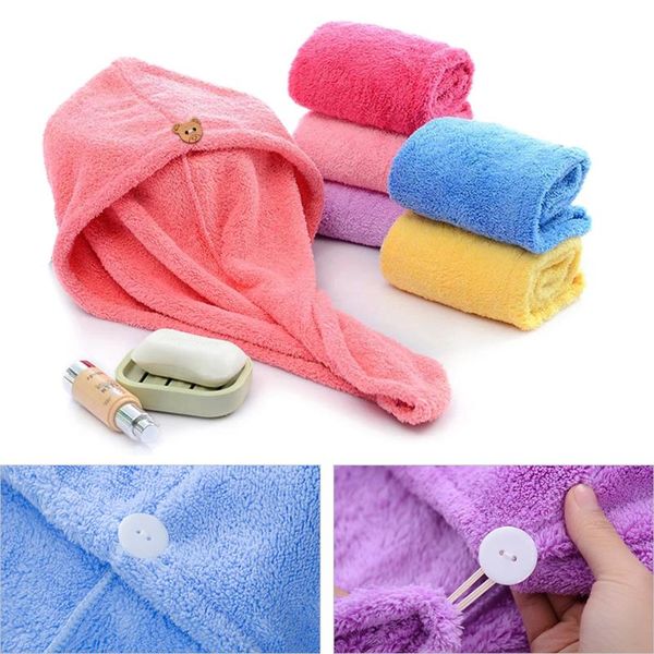 

towel rapid drying hair microfiber soft skin friendly warp hat quickly cap bath tool shower women lady toallas