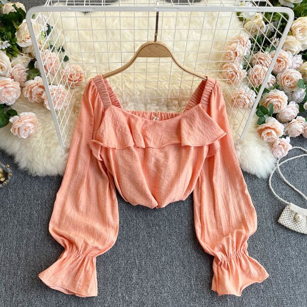 

singreiny women sweet ruffles blouse retro square collar puff sleeve solid loose spring korean casual streetwear blouses 210419, White