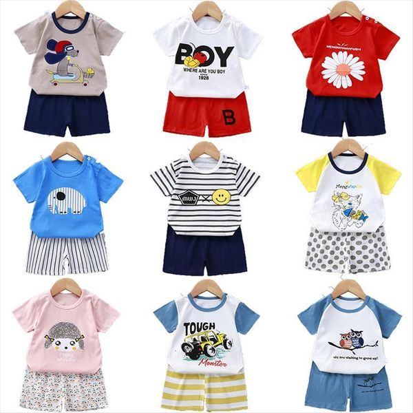 

summer children boy suit 2 short sleeve t shirt shorts baby cotton clothes 0 4 years old, White
