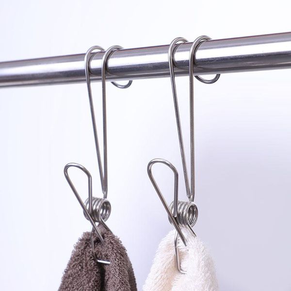 

clothing & wardrobe storage 5pcs stainless steel clothes pegs multi-use bathroom towel clip laundry socks kitchen organizer hooks hanger