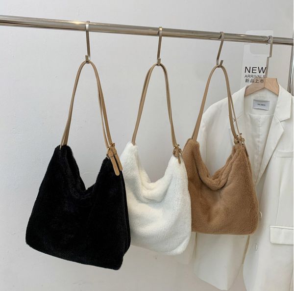 

dhl50pcs shopping bags women plush large capacity cross hasp shoulder bag mix color