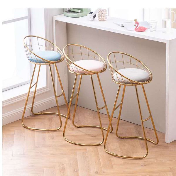 

modern wrought iron home kitchen barstools nordic minimalist fashion industrial bar high chairs velvet cushion metal chairs