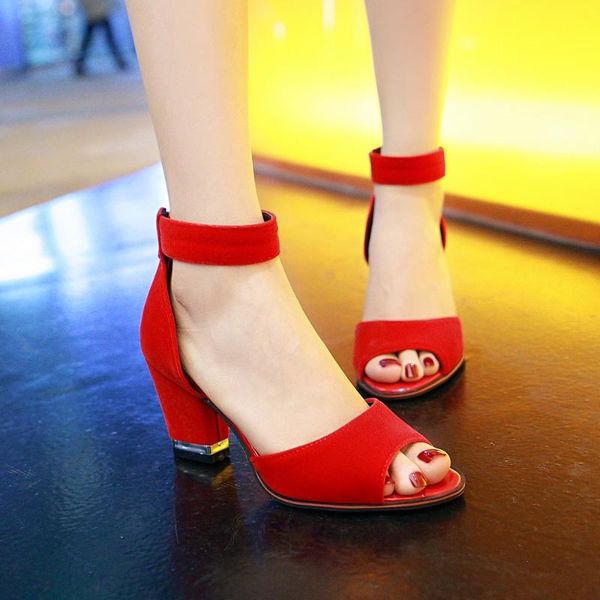 

big size 32-43 summer women solid cover heel square sandals 2 colors, Black
