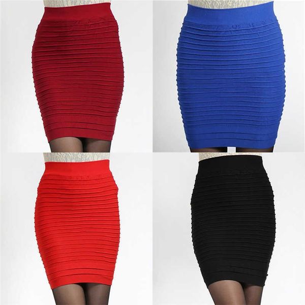 

skirts pleated stretch skirt pencil panel elastic bandage short, Black