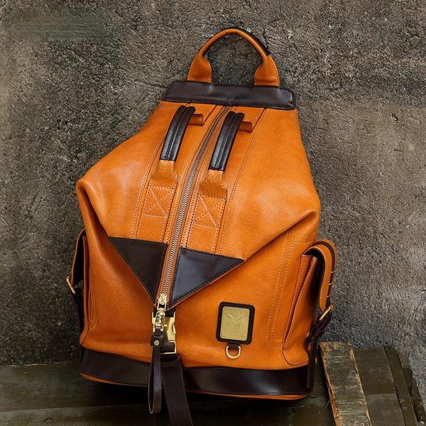 

handmade genuine leather mens backpack first layer cowhide large capacity travel bag full bags for women