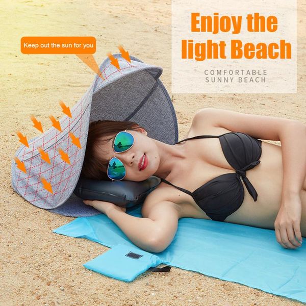 

tents and shelters folding sunshade beach face tent inflatable pillow uv protection sun shelter mini head for outdoor camping hiking