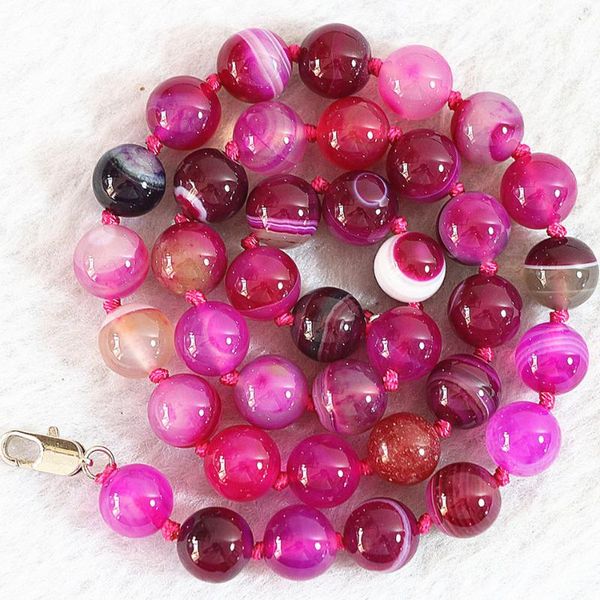 

chains wholesale price rose red stripes carnelian onyx agat 8mm 10mm 12mm round beads necklace for women gifts jewelry 18inch b647, Silver