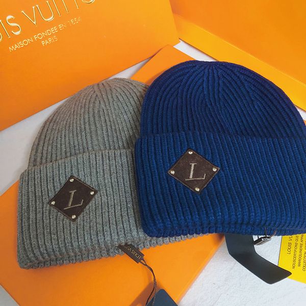 

2021 fashion high-quality beanie knitted hat classical sports skull hats ladies casual outdoor 6 colors, Blue;gray