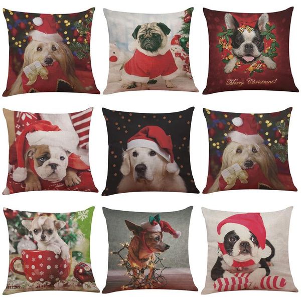 

pillow case creative christmas dog cotton linen cover couch car cushion