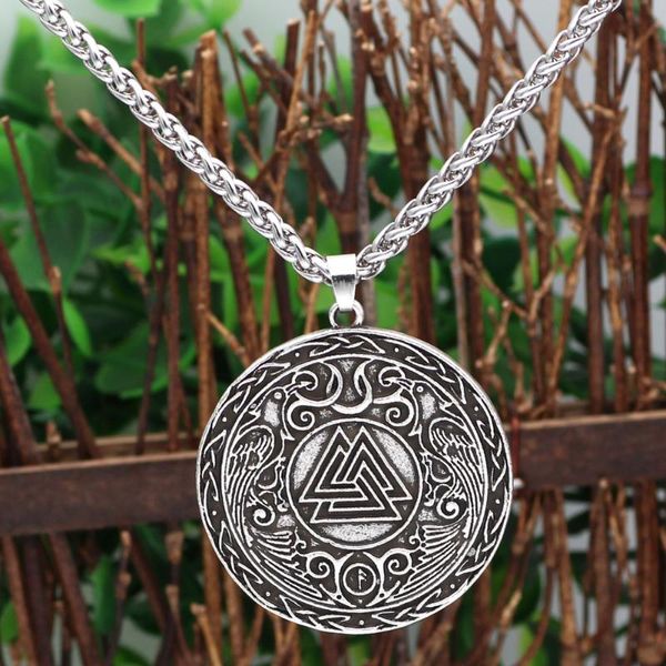 

pendant necklaces men norse viking pagan amulet odin raven necklace, Silver