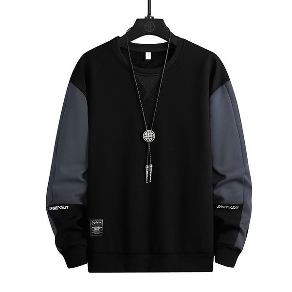 

men's hoodies & sweatshirts autumn harajuku hip hop streetwear loose mens hoodie male solid color patchwork pullover cotton sweatshirt, Black