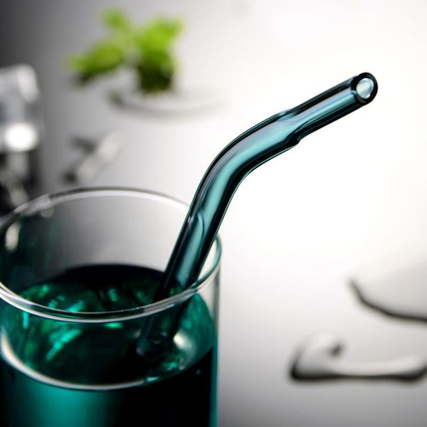 

drinking straws 3pcs/lot brand handmade eco-friendly glass straw fruit tubularis householdbent pipet flat mouth