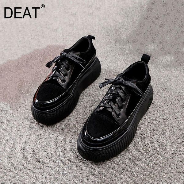 

dress shoes [deat] 2021 round toe bandage matte leather black casual single platform thick bottom women spring autumn tide 10g380