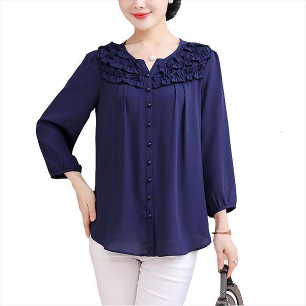 

plus size 5xl loose women blouses and o neck chiffon print shirt summer, White