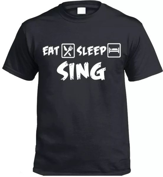 

eat sleep cantar camiseta regalo canto cantantes mÃºsico, White;black