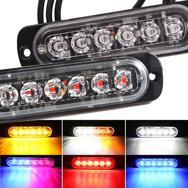 6LED Car Side Marker Lights Camion Lampada stroboscopica LED Ambulanza Polizia Lampeggiatore Emergenza Costruzione Spia per SUV Veicolo Moto