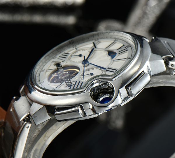 

sale big dial business men watch automatic mechanical watches men famous sports wristwatch man clock relogio montre homme, Slivery;brown