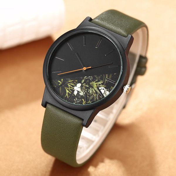 

fashion tropical jungle design watch unique quartz wristwatch for men's women's creative casual sport clock hour gift wristwatches, Slivery;brown