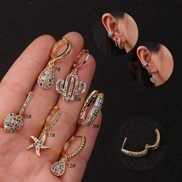 

dangle & chandelier 1pc arrival cz hoop nose septum ring heart cactus u daith piercing tragus cartilage earring body jewelry, Silver