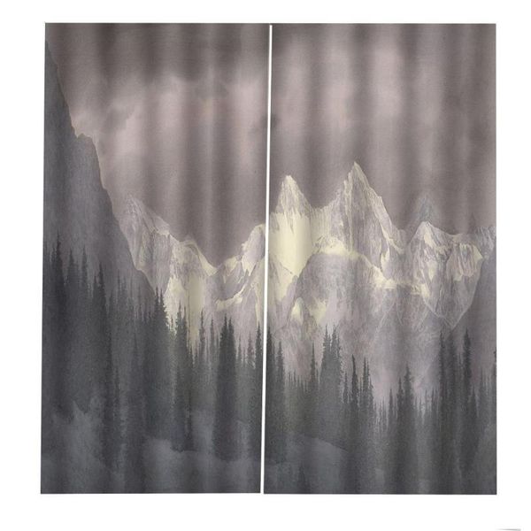 

custom idyllic forest snow mountain landscape curtain fashion beautiful fantasy blackout window curtains for living room bedroom & drapes
