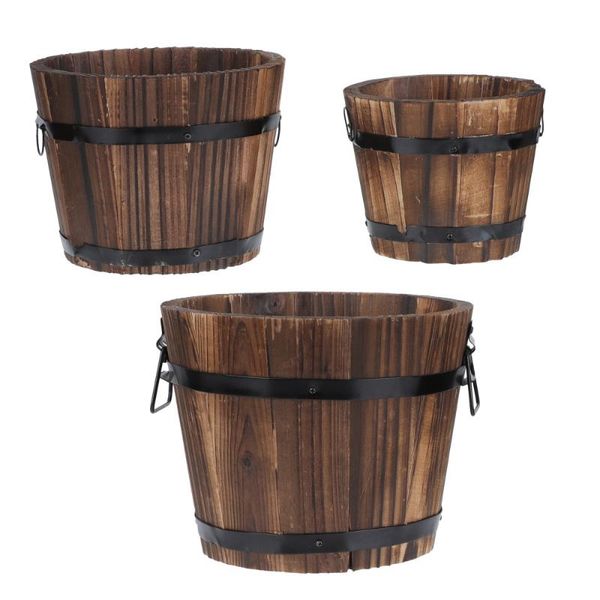 

planters & pots 3pcs wooden flowerpot rustic decoration flower container