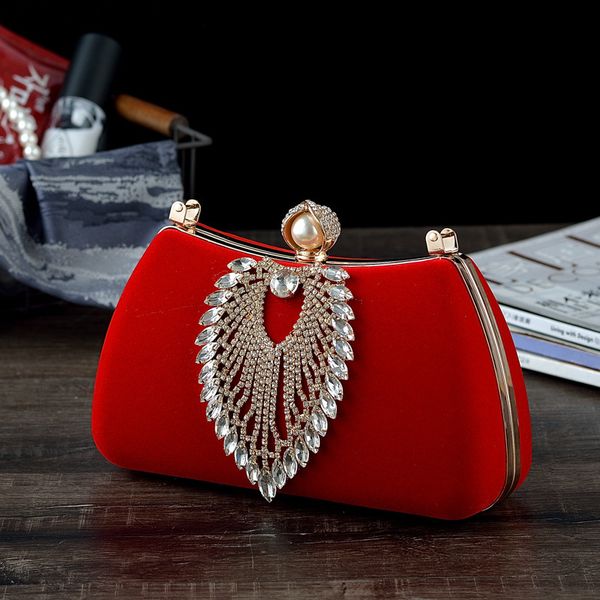 

elegant retro chain handbag for women evening clutch bag rhinestone wedding bridal clutch purse female shoulder bag zd