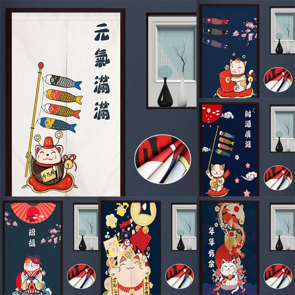

curtain & drapes japanese sushi shop door lucky cat printing half noren kitchen bedroom entrance decor partition