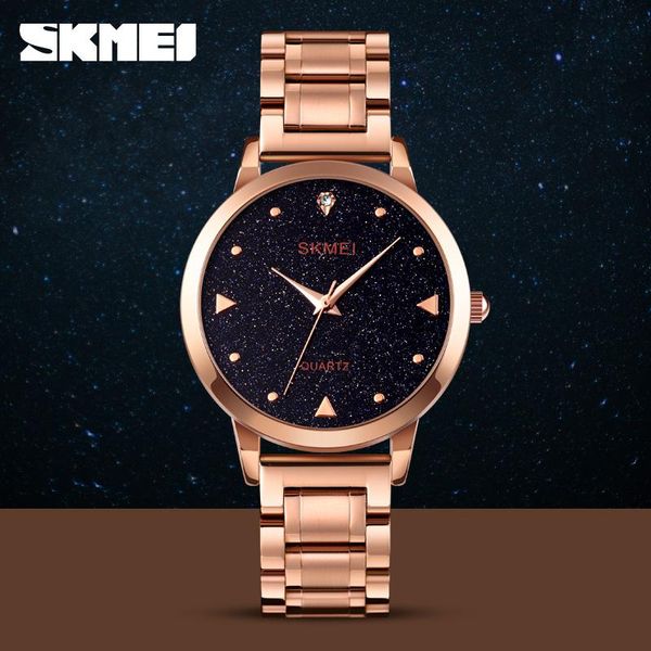 

luxury women's watches fashion ladises dress bracelet skmei quartz watch stainless steel wristwatch womens business clock wristwatches, Slivery;brown