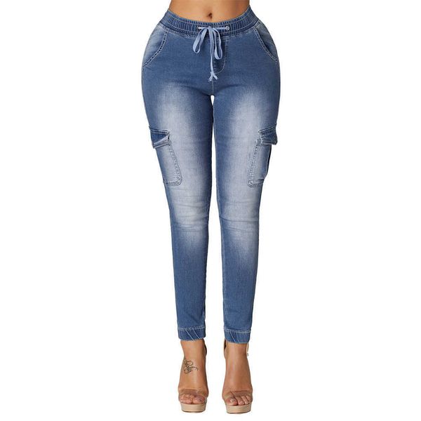 

spring jeans women's and autumn european version slim tight legged pants waist elastic high 786042, Blue