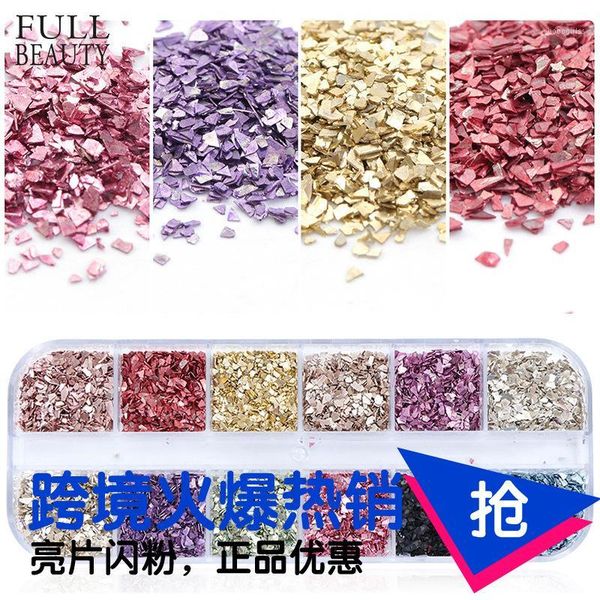 

style nail beauty product 12-grid color champagne fragments colorful suit series fashion diamond1, Red;pink