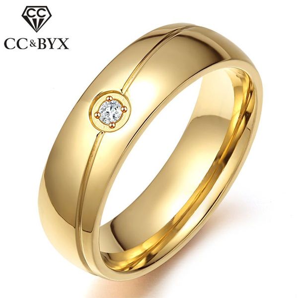 

cluster rings for men and women titanium steel classic jewelry cubiz zirconia tail ring accessories bijoux homme size 5-13 972b, Golden;silver