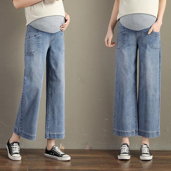 

maternity bottoms spring and summer 2021 leggings for pregnant woman women's pants elasticity straight-cut jeans loose-fit loose fa, White