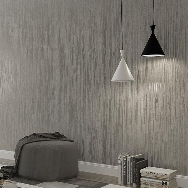 Papel de parede cinzento sólido moderno wallpapers para quarto simples texturizado simples texturizado papel de parede não tecido amarelo