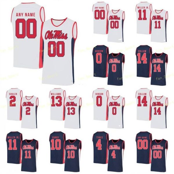 

ncaa college ole miss rebels basketball jersey 12 shon robinson 13 bryce williams 14 antavion collum 15 luis rodriguez custom stitched, Black