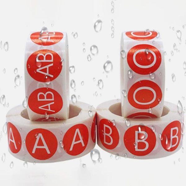

gift wrap sticker waterproof label blood type round isolation identification allergy care logo
