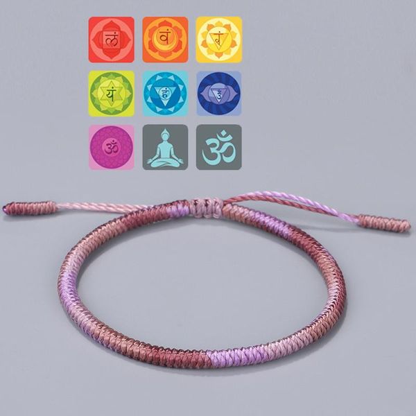 

handmade tibetan buddhist knots lucky rope bracelet for women men yoga meditation jewelry gradient bangle charm bracelets, Golden;silver