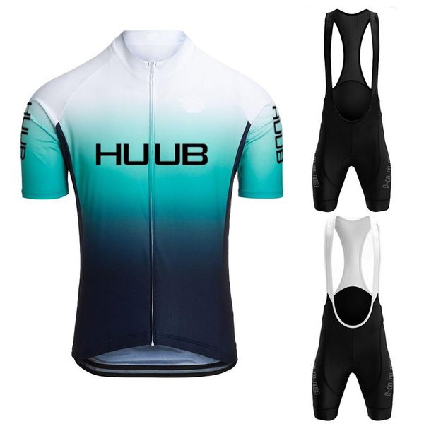 

racing sets 2021 huub team cycling jersey set breathable road bicycle clothing riding bike mtb clothes short sleeve sports pro, Black;blue