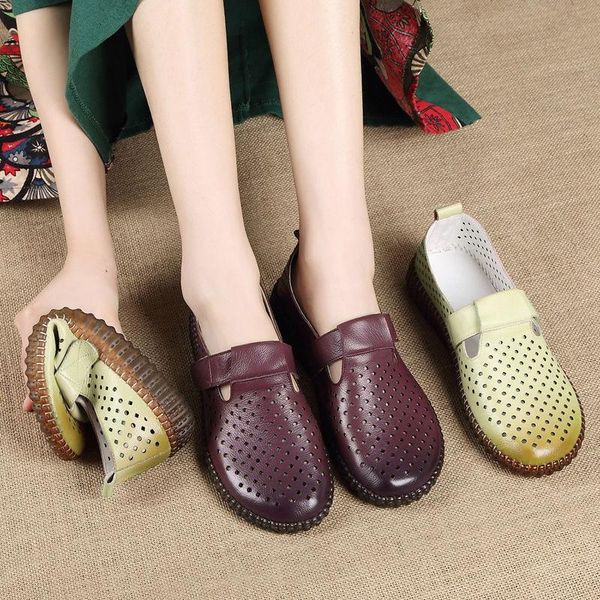

sandals russia mother oxford summer shoes women genuine leather loafers hollow breathable flats female 2021 runway, Black