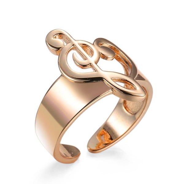 

cluster rings fyjs unique light yellow gold color alloy musical note open resizable ring for party gift trendy jewelry, Golden;silver