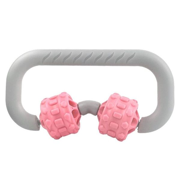 

manual pain relief 2 wheels muscle massage roller plastic handle relaxation accessories