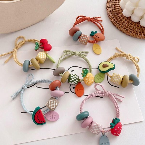 

selling ins fruit hair rope female cute girl tie head rubber band high elastic children headdress accessories1, Slivery;white