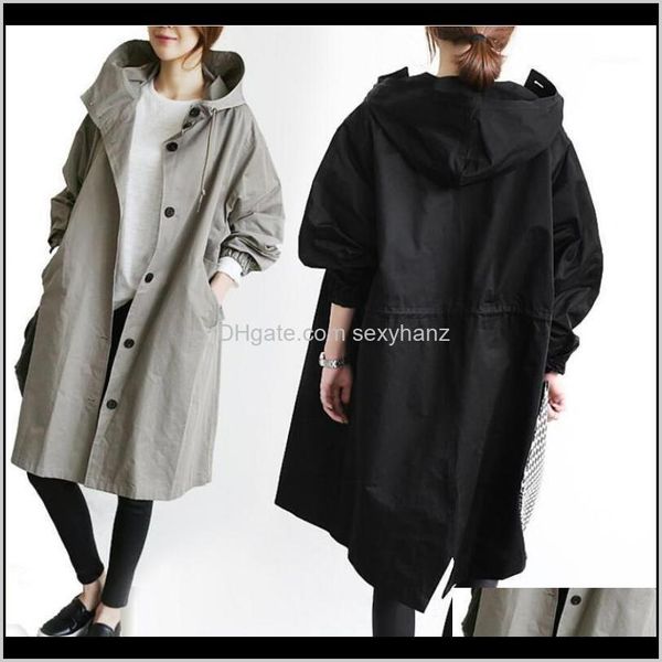

womens coats fashion sleeve hooded trench autumn winter single breasted plus size 4xl waterproof material long coat women overcoat1 f0 elp1k, Tan;black