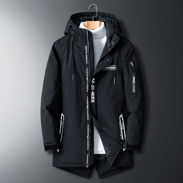 

Men's Down & Parkas Winter Loose Paraks Men Large Size 8XL Long Cotton Liner Jacket Thicken Warm Fashion Casual Hooded Coats 5418, Black