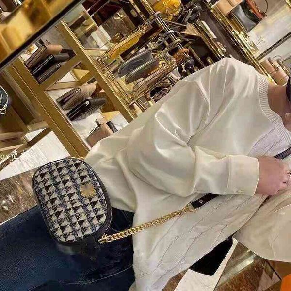 

luxury designer fashion outlet spring tb small fragrance women's sheepskin with fabric single shoulder cross link camera ss storage bag, Black