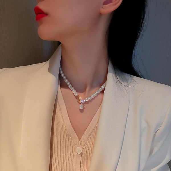 

chokers pearl choker necklaces for women gold coin bow knot pendant necklace long chain jewelry party gifts, Golden;silver