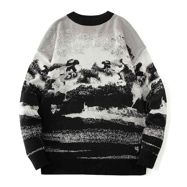 

2021 new autumn and winter casual loose harajuku style round neck long sve men's sweatshirt, White;black