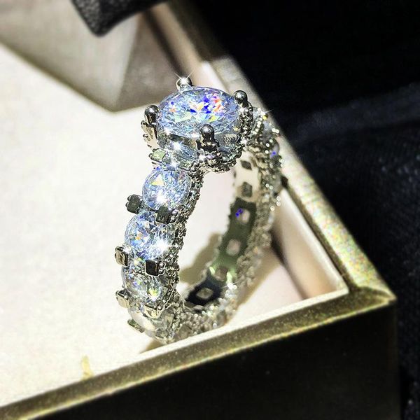 

classic 925 sterling silver zircon wedding ring set bridal women luxury jewelry rings for moissanite cluster, Golden;silver