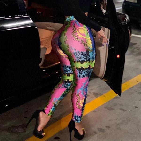 

multi printed bodycon women capris high waist skinny streetwear, Black;white