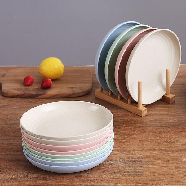 

dinnerware sets dinner plate wheat straw 25cm solid color fruit dishes tableware bone dish eco friendly unbreakable